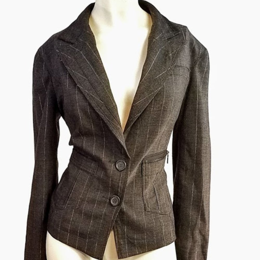 DKNY Jeans gold chalk line jacket blazer M